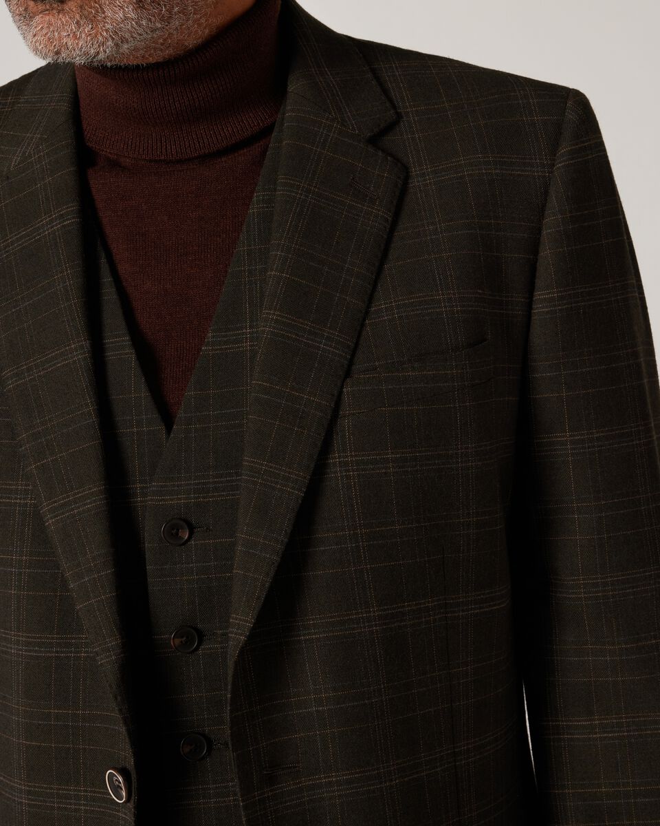 Regular Stretch Wool Check Tailored Jacket
